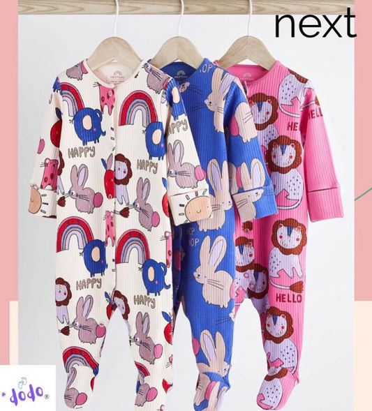 Pink Multi Sleep suit 3 Pack