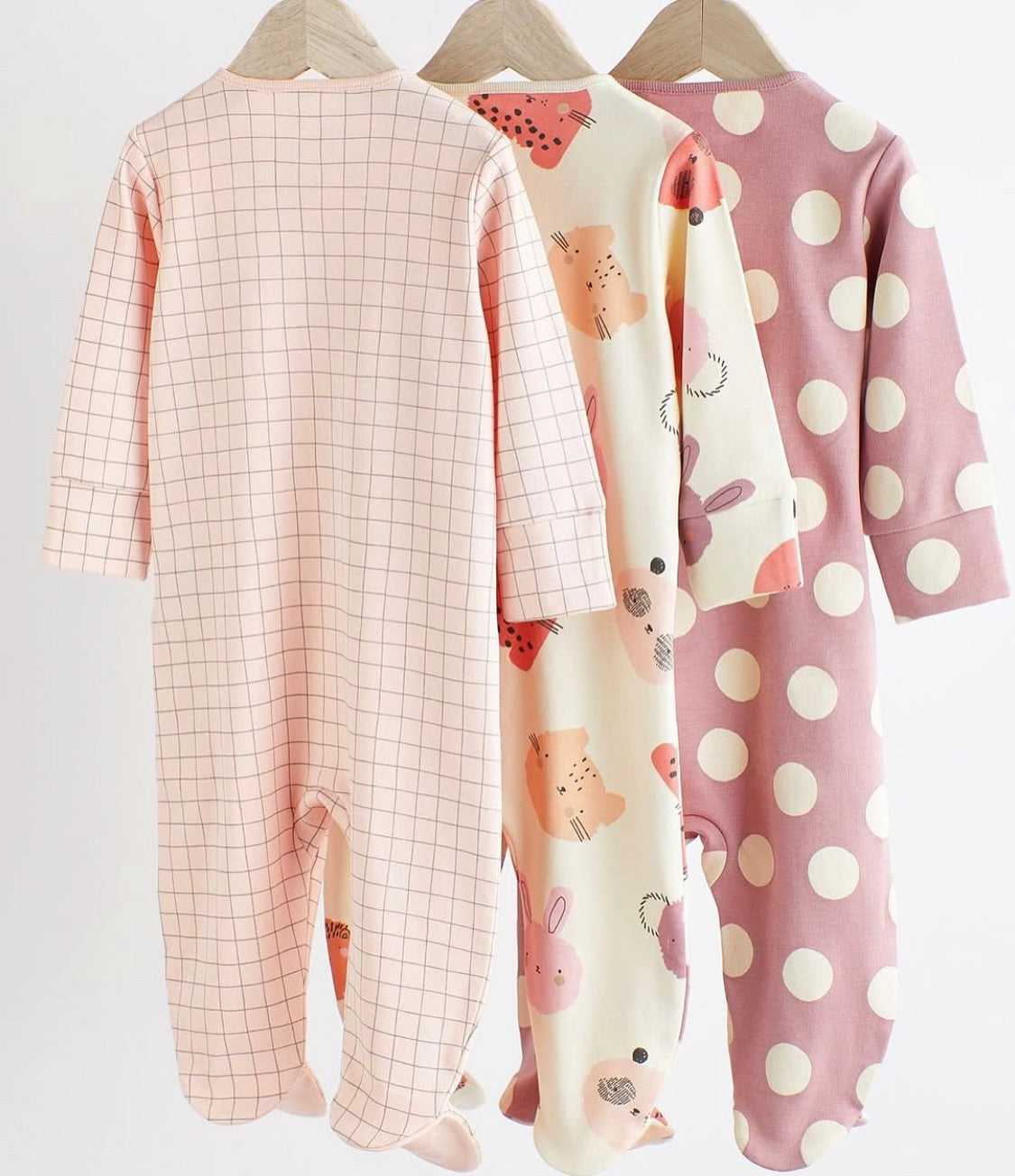 Pink Bunny Appliqué Sleep suit 3 Pack