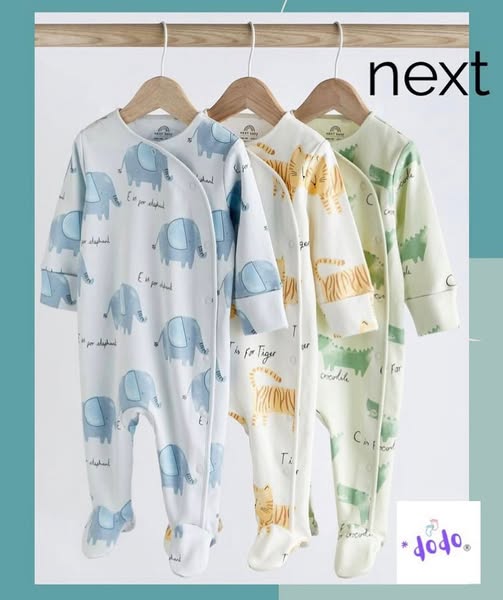 Animal Pastel Characters Sleepsuit 3 Pack Set