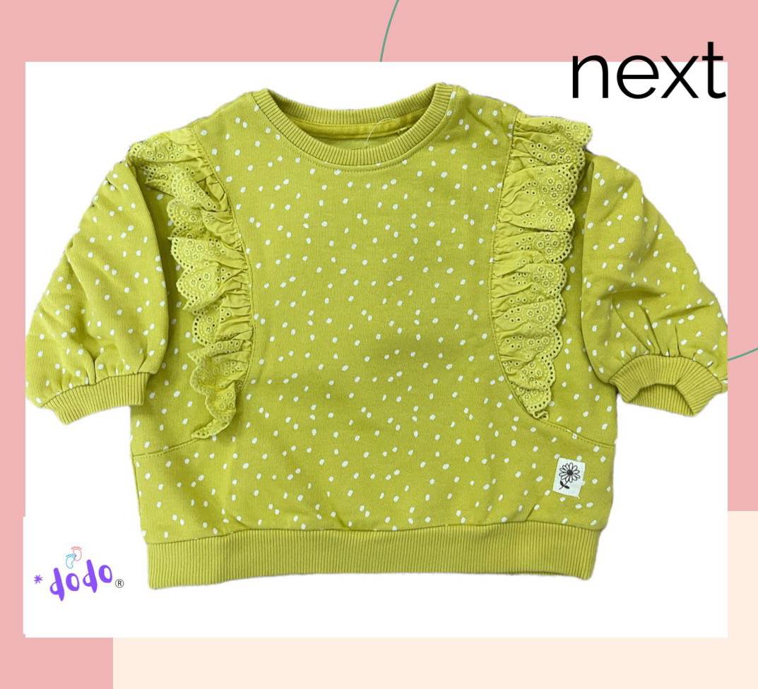 Polka Dot Frill Sweat Shirt Fleece lining