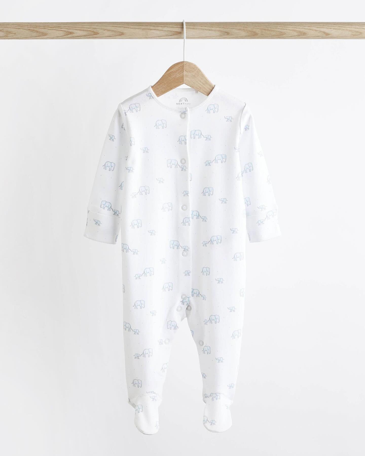 Blue Elephant Sleepsuit 4 Pack