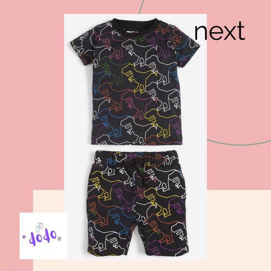 Black Dino Printed T-shirt & Shorts set