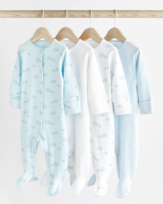 Blue Elephant Sleepsuit 4 Pack