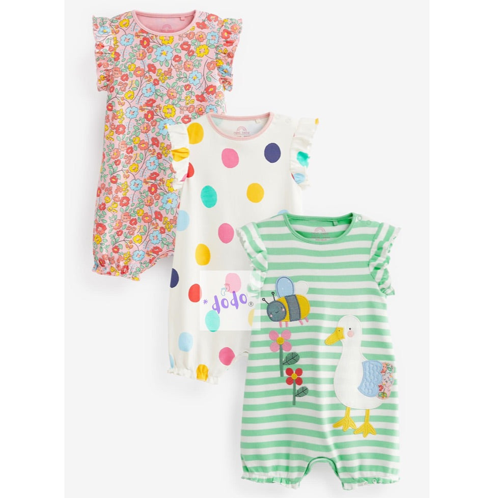 Multi Applique Romper 3 Pack