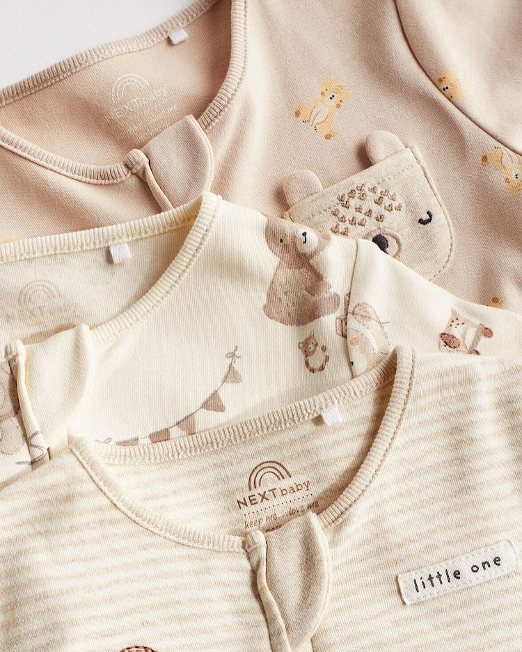 Cream Bear Sleepsuit 3 Pack