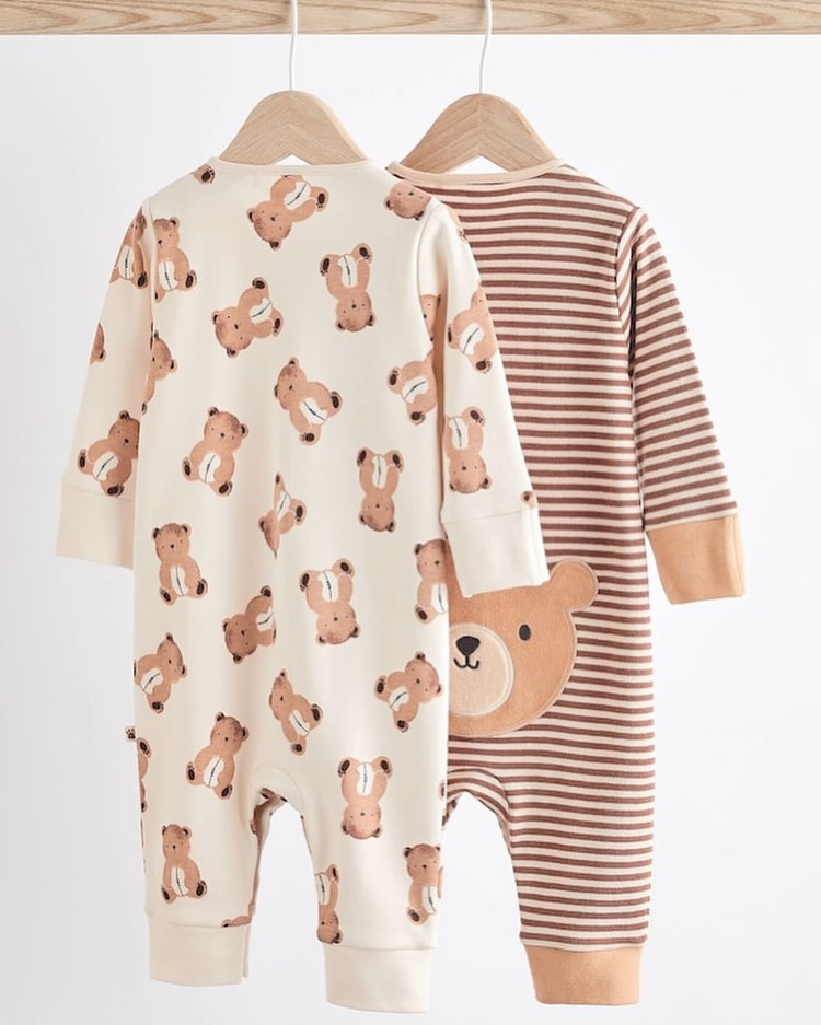 Bear Brown Footless Sleepsuit 2 Pack