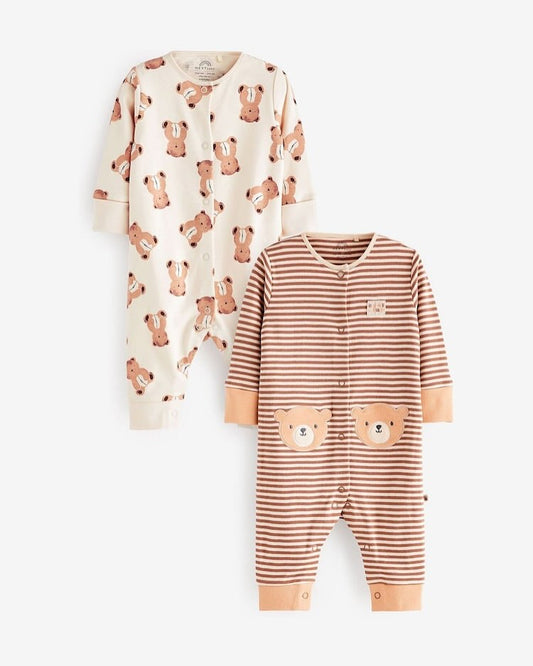 Bear Brown Footless Sleepsuit 2 Pack