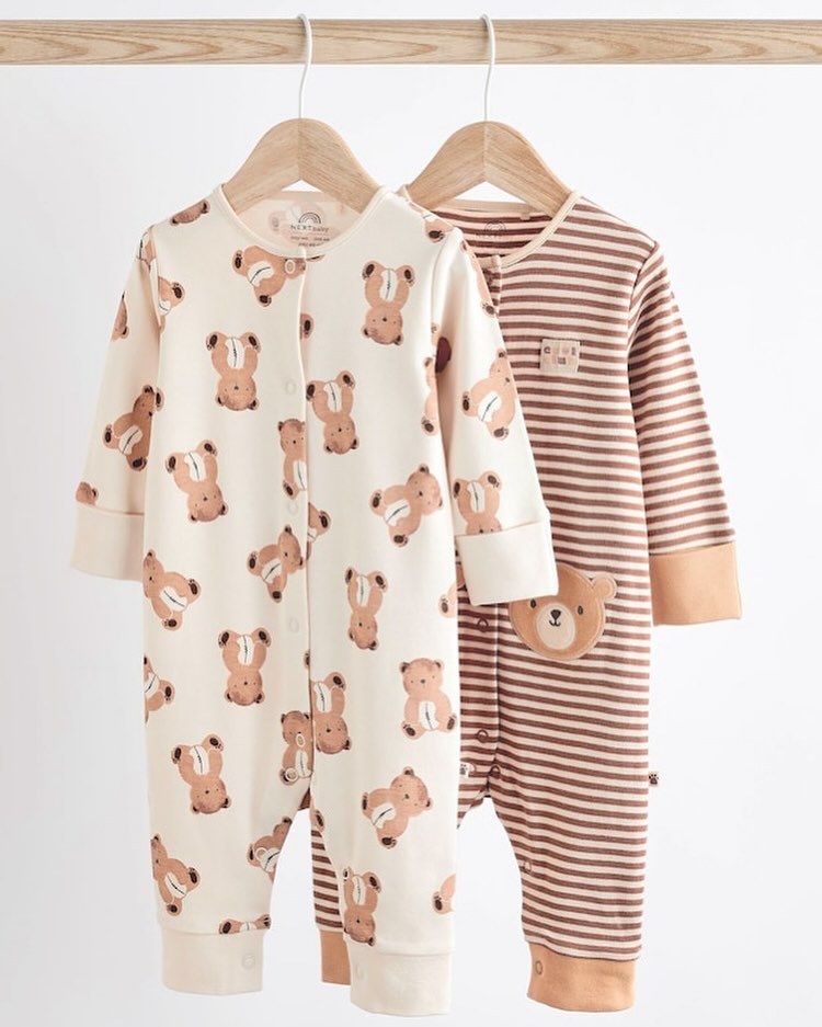 Bear Brown Footless Sleepsuit 2 Pack