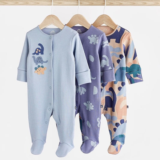 Blue Dino Sleepsuit 3 Pack