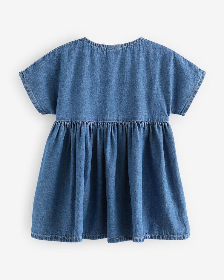 Blue Denim Embroidered Dress