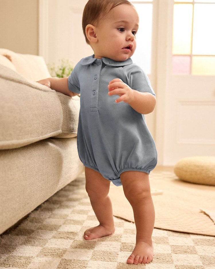 Blue Collared Bloomer Rompers 2 Pack Set