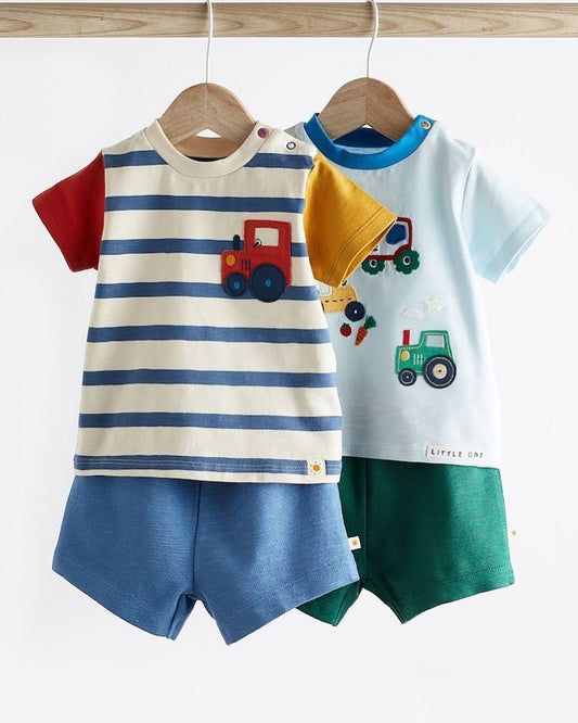 Transport Appliqués Shirt & Shorts 4 Pc Set