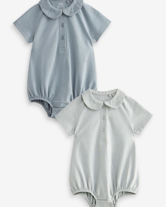 Blue Collared Bloomer Rompers 2 Pack Set