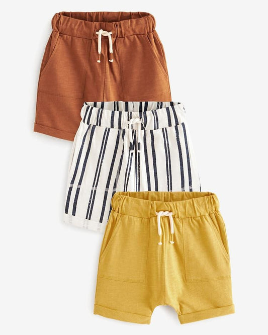 Ochre/Stripe Light weight Shorts 3 Pack Set