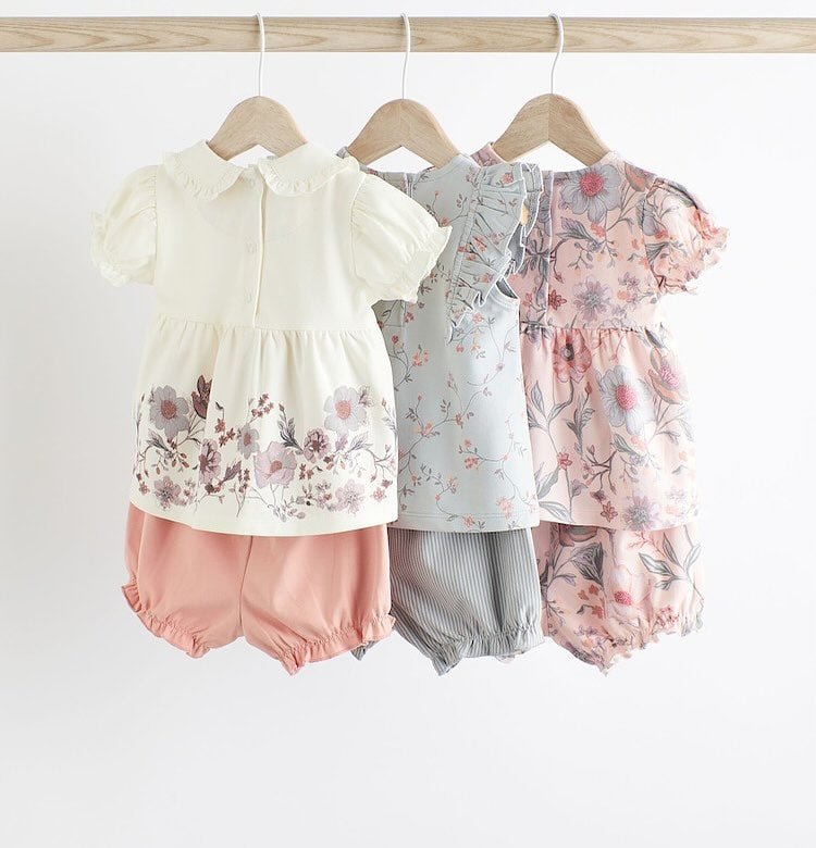 Floral Frilled Shirt & Shorts 3 Pack Set