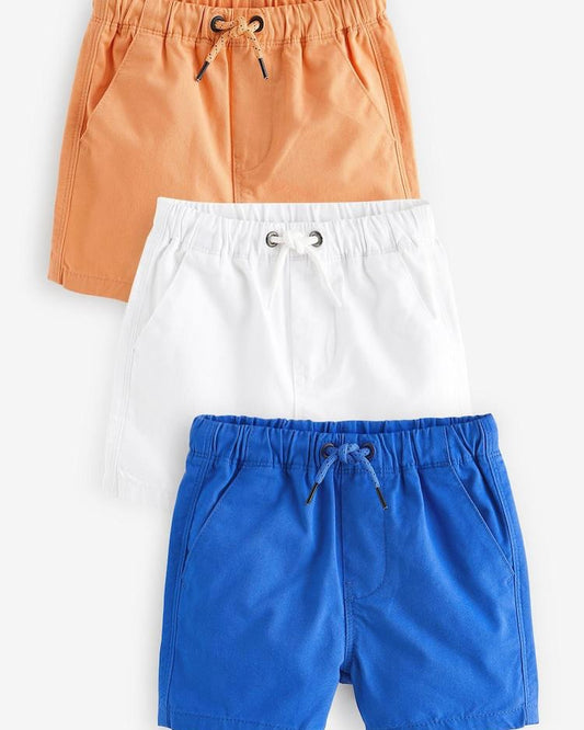 White/Cobalt/Peach Shorts 3 Pack Set