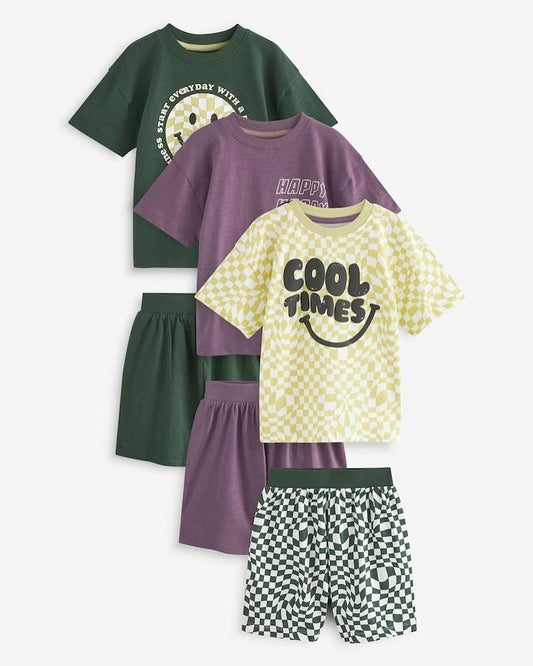 Smiley Shirt & Shorts 3 Pack Set