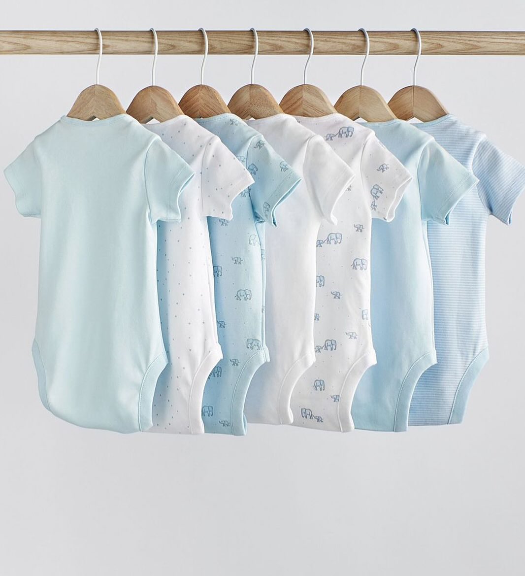 Elephant Short Sleeves Bodysuit 7 Pack Set