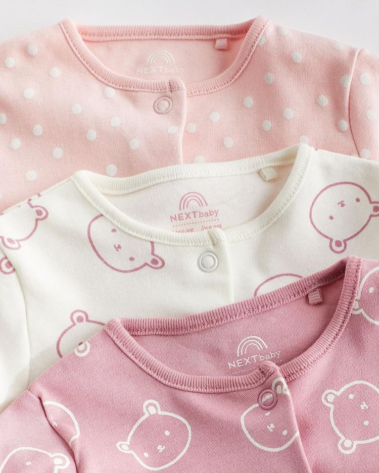 Pink Bear Sleepsuit 3 Pack