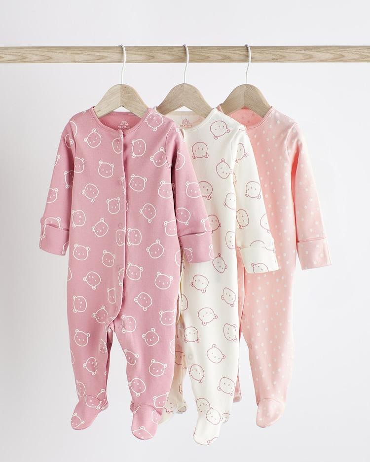 Pink Bear Sleepsuit 3 Pack