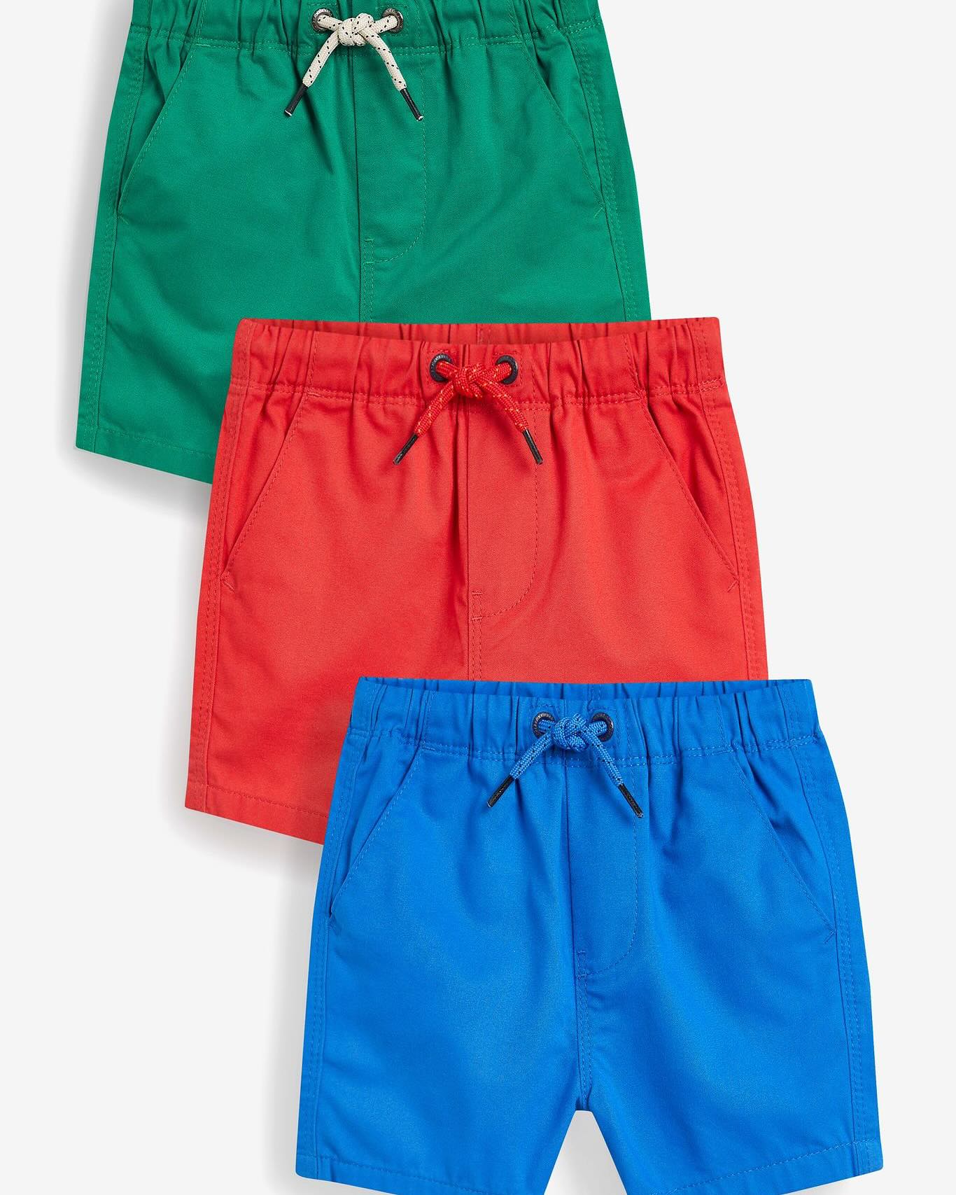 Red/Blue/Green Shorts 3 Pack Set