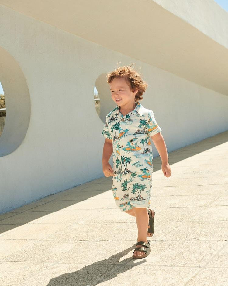 White Beach Shirt & Shorts Set