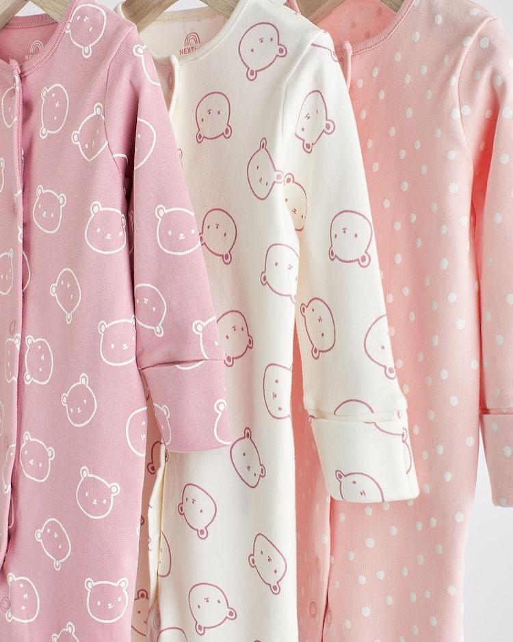 Pink Bear Sleepsuit 3 Pack