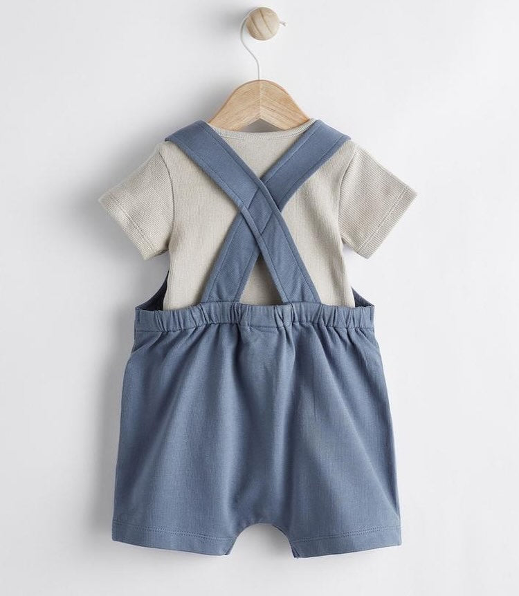 Blue Appliqué Dungarees & Bodysuit Set