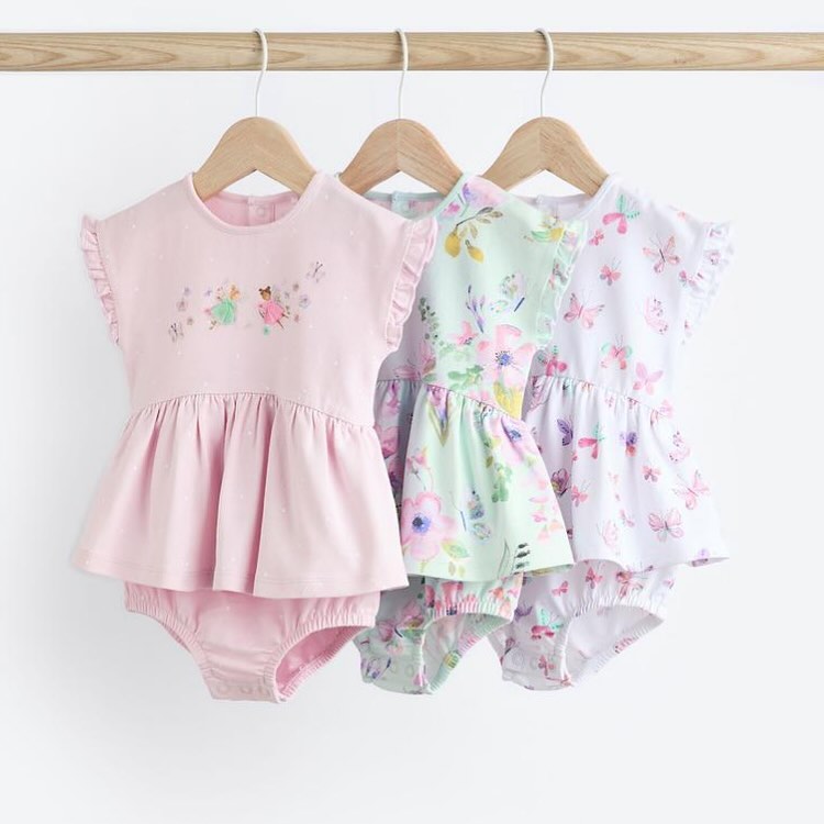 Pink Fairy Skirted Rompers 3 Pack Set