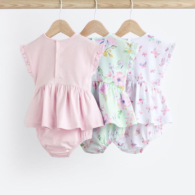 Pink Fairy Skirted Rompers 3 Pack Set