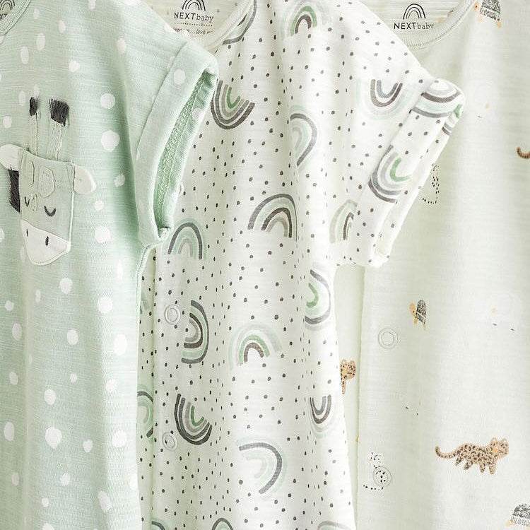 Mint Green Giraffe Rompers 3 Pack Set