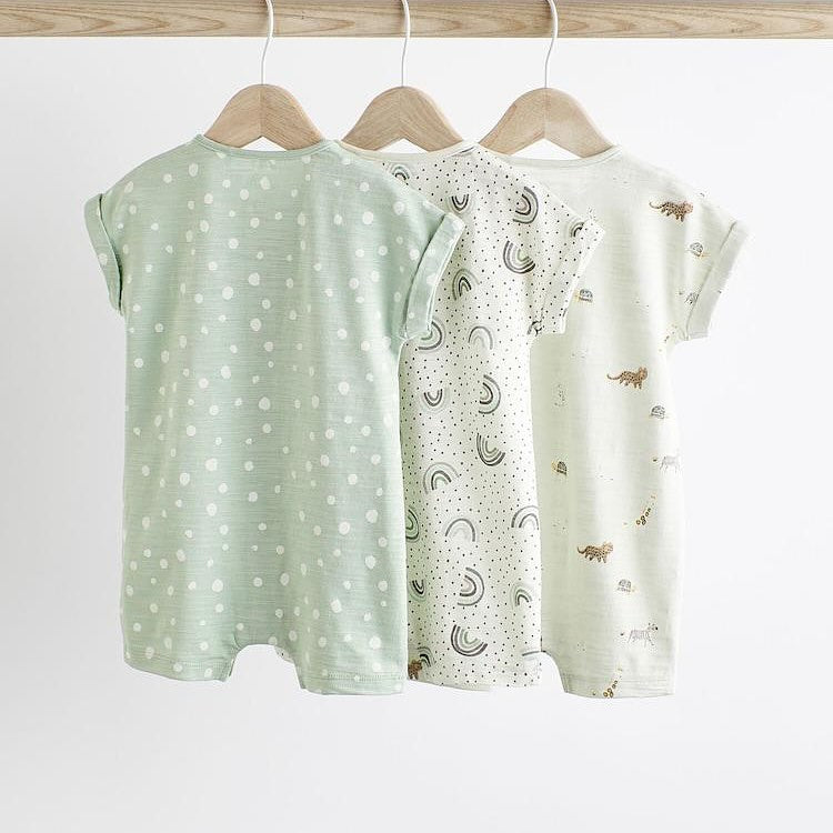 Mint Green Giraffe Rompers 3 Pack Set