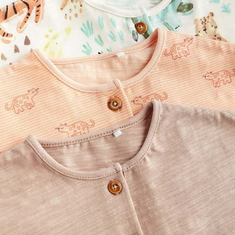 Neutral Safari Appliqué Rompers 3 Pack Set