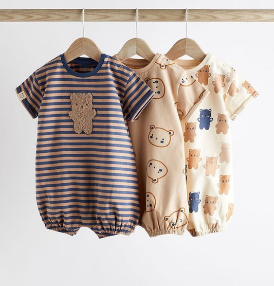 Brown Bear Rompers 3 Pack Set