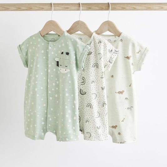 Mint Green Giraffe Rompers 3 Pack Set