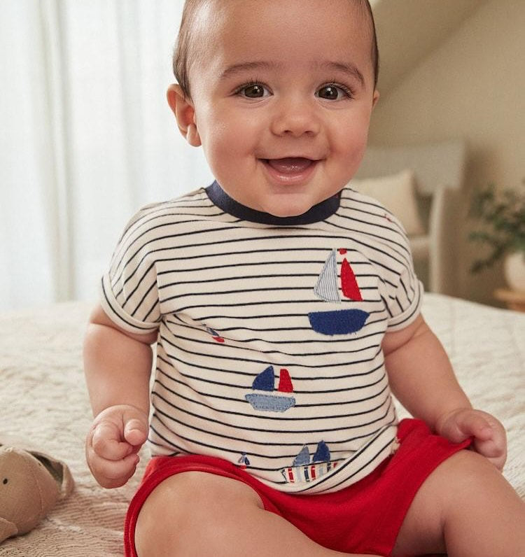 Boat Appliqué Shirt Short Set
