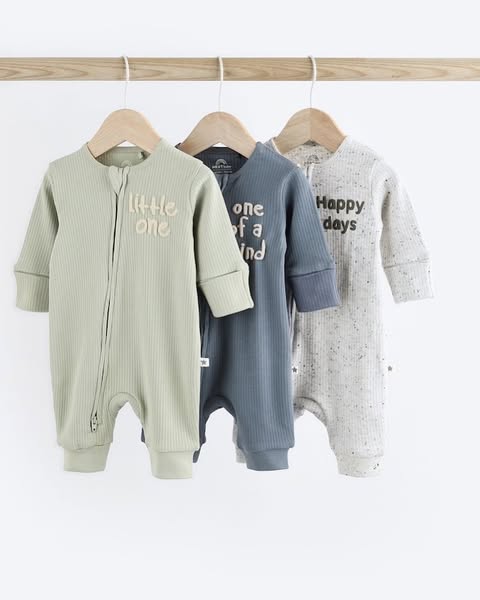 Grey Footless Sleepsuit 3 Pack