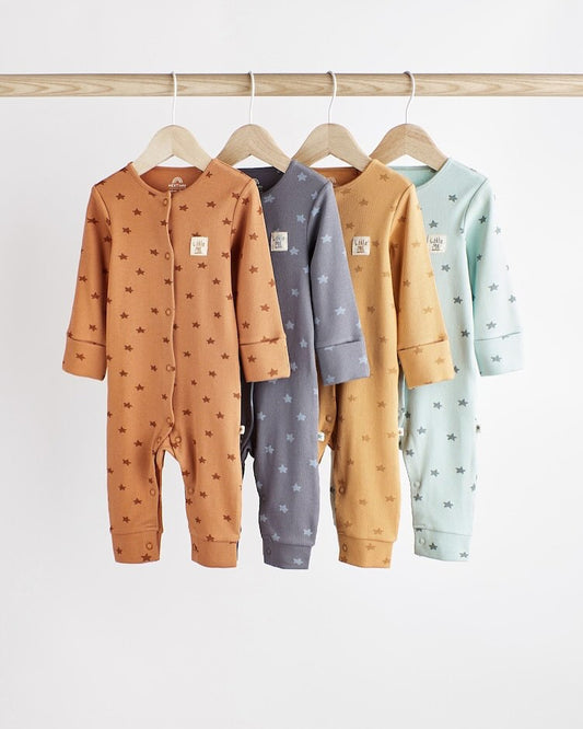 Multi Star Footless Sleepsuit 4 Pack
