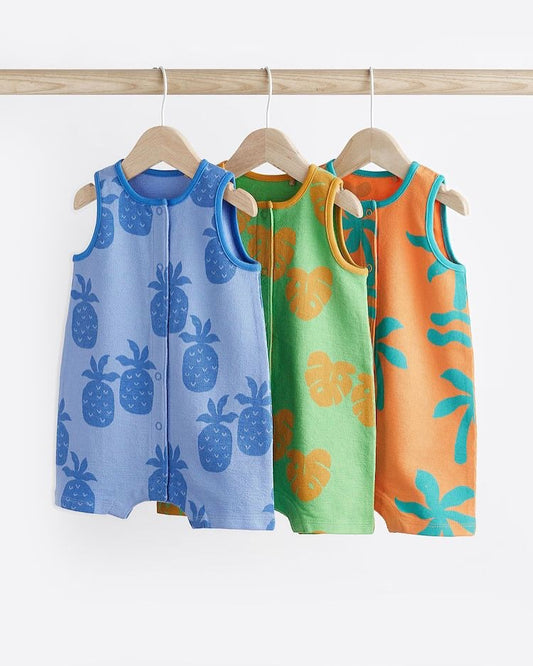 Multi Vest Rompers 3 Pack