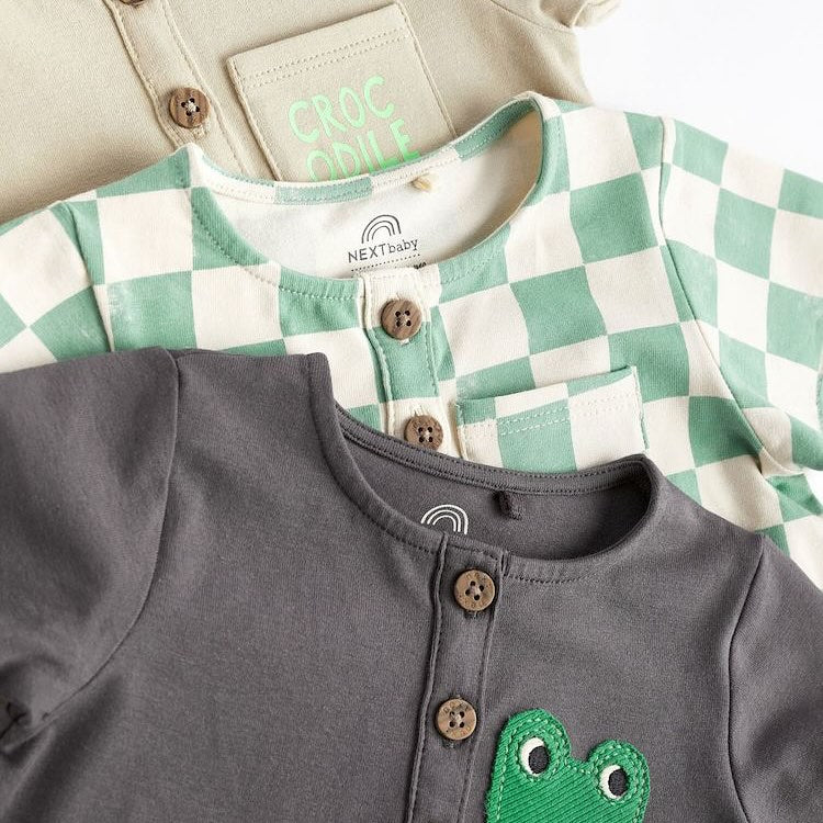 Croc Check Rompers 3 Pack