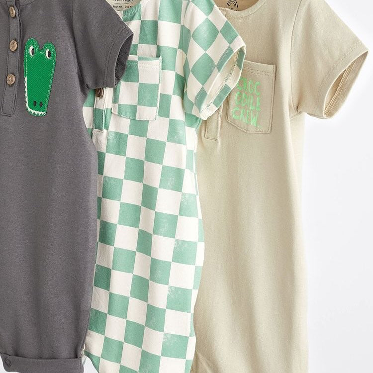 Croc Check Rompers 3 Pack