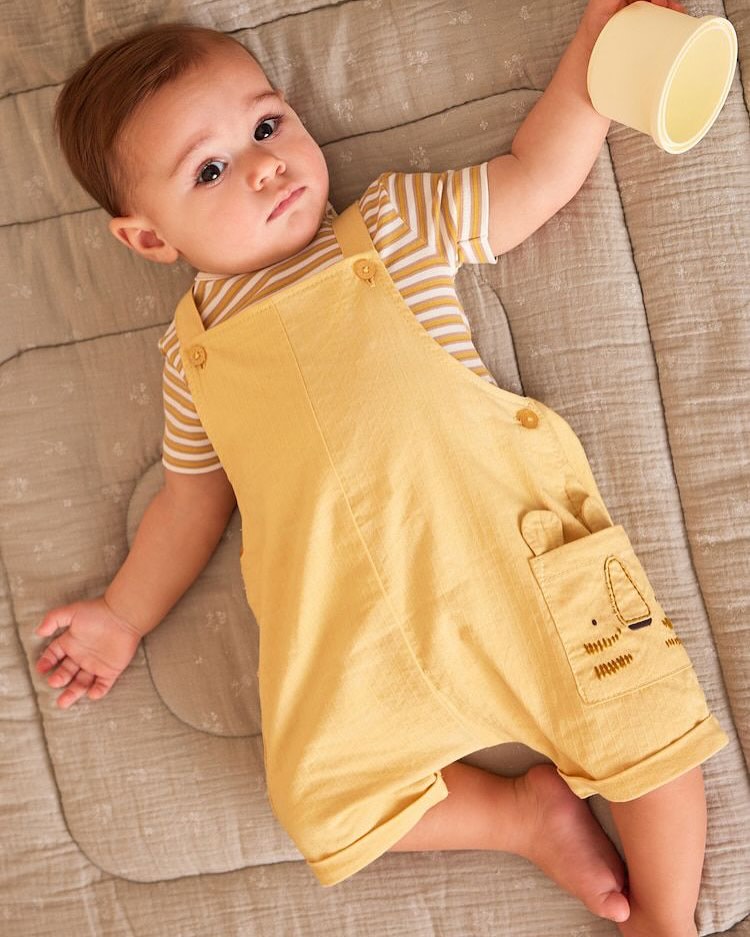 Yellow Lion Dungarees & Bodysuit Set