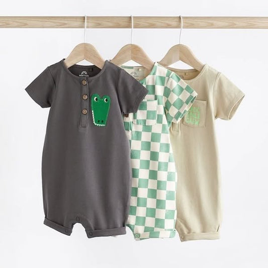 Croc Check Rompers 3 Pack