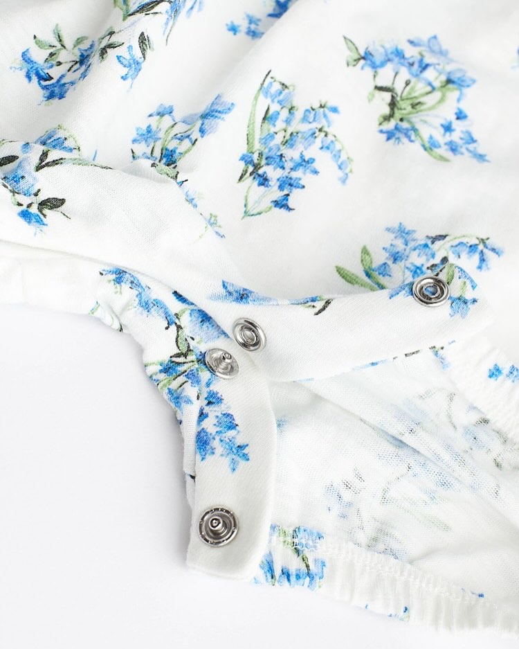 Blue/White Floral Frilled Rompers 3 Pack