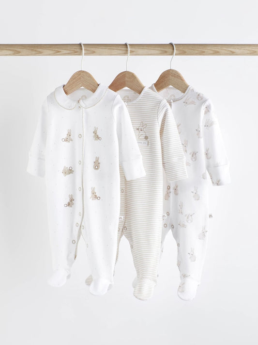White Applique Sleepsuit 3 Pack
