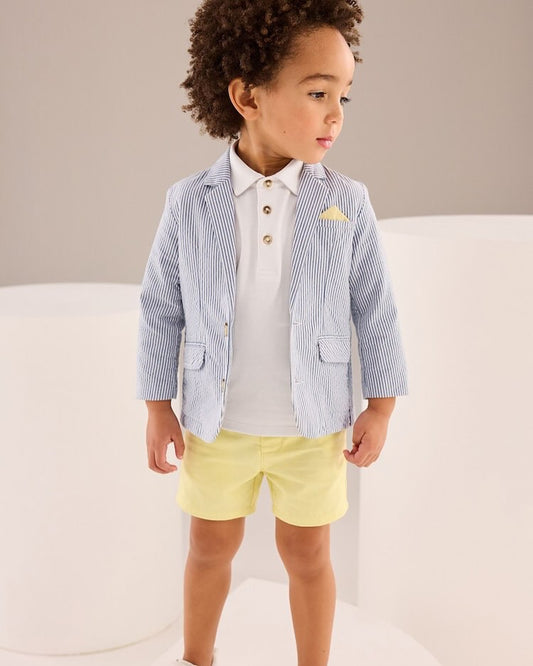 Stripe Blazer, Polo Shirt & Shorts Set