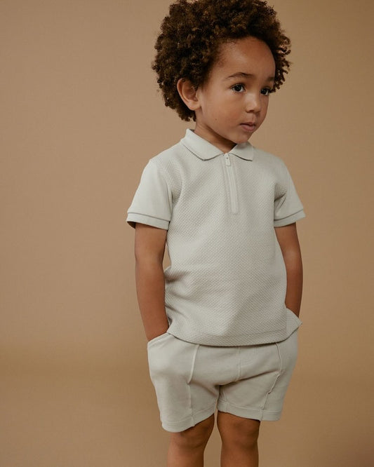 Grey Polo Shirt & Shorts Set