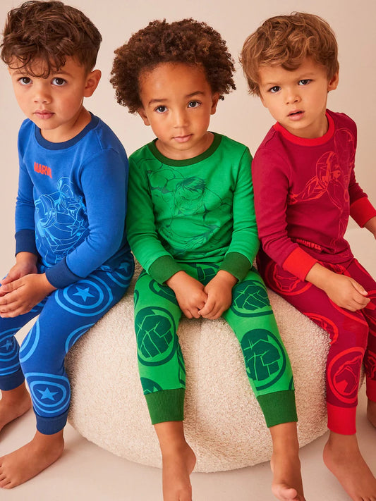 Multi Marvel Snuggle 100% Cotton Pyjamas 3 Pack