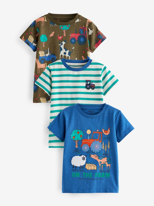 Blue/Orange Short Sleeve Applique T-Shirts 3 Pack