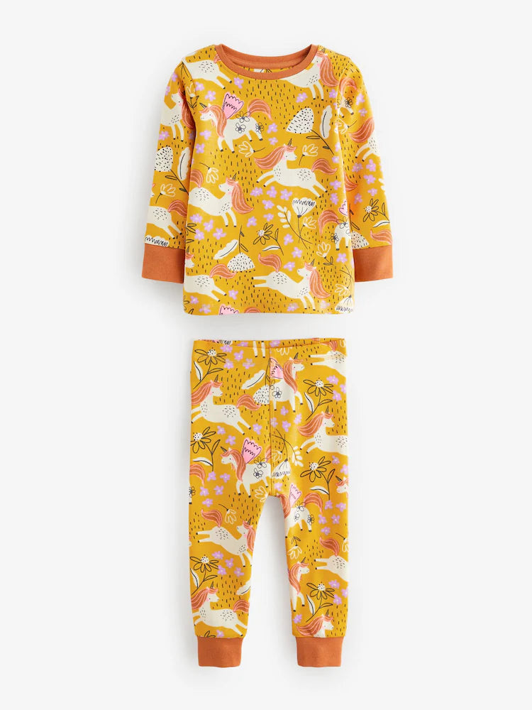 Yellow/pink/peach pyjamas 3 pack